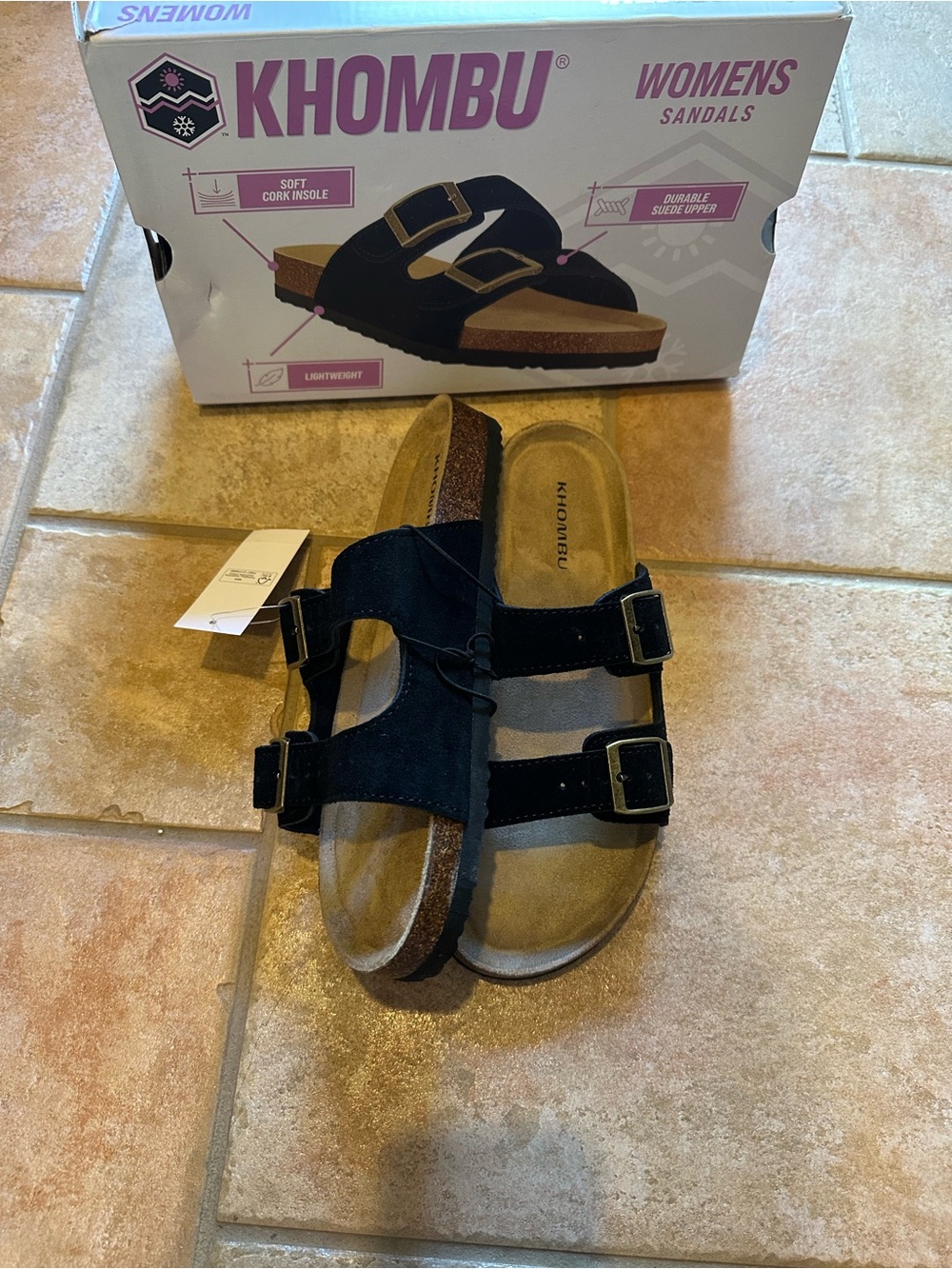 Khombu Ashville Women 10 Black Suede Double Black sandals - Picture 2 of 7
